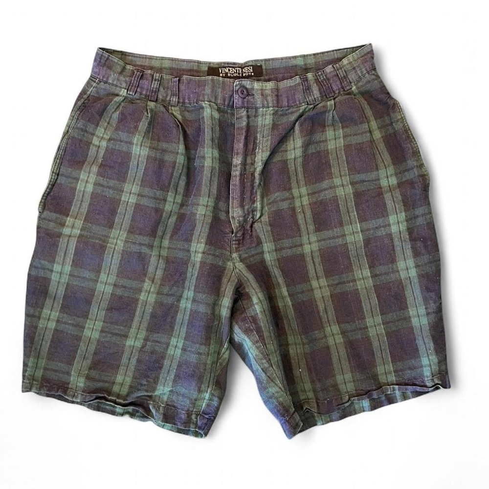 Vintage 1970 Bugle Boy Multi-coloured plaid shorts relaxed fit size 34 9" inseam